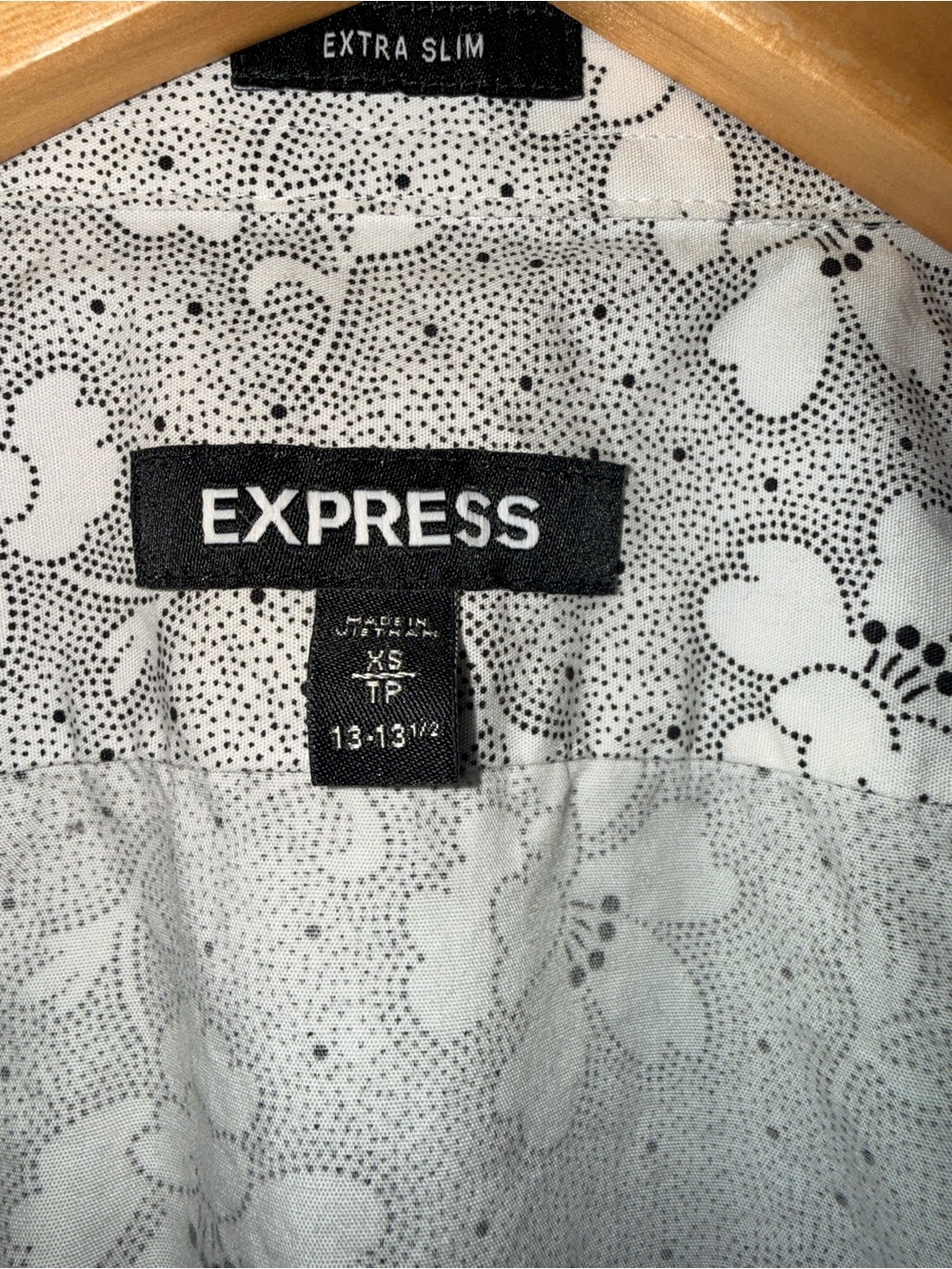 Express White Shirt with Black Floral Dot Print